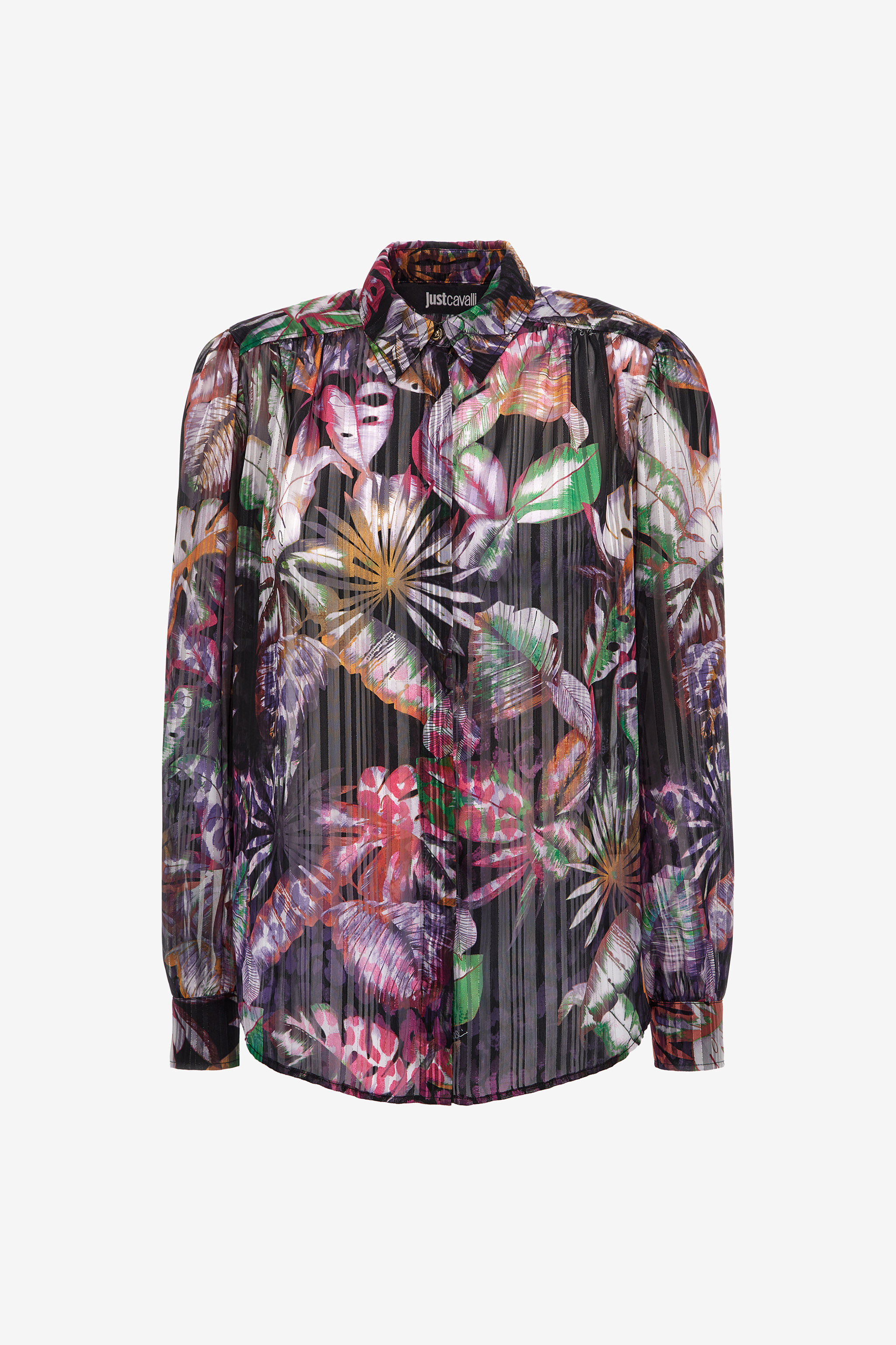 JC Just Cavalli Pleated Shirt MULTICOLOR SCURO RKT909-RK415