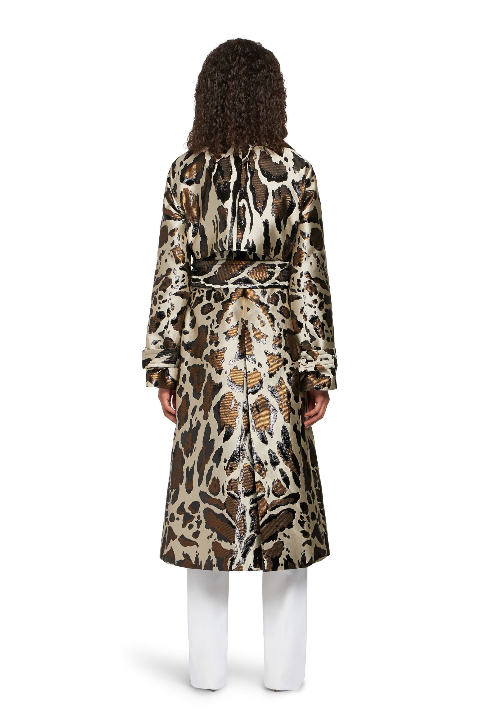 RC Gold and white lurex lynx trench coat WHITE/GOLD IQT504-FY018