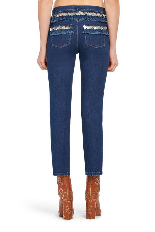 RC Fransen-Jeans mit Paillettenstickerei RC Fransen-Jeans mit Paillettenstickerei Dunkelblau IWJ245-DS001