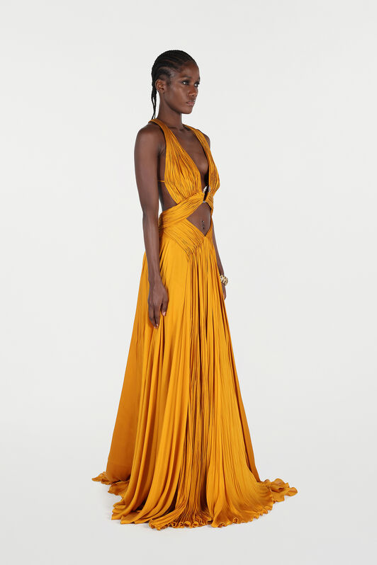 RC Extra Long Dress in Pure Silk RC Extra Long Dress in Pure Silk Jaune VKT158-CC001