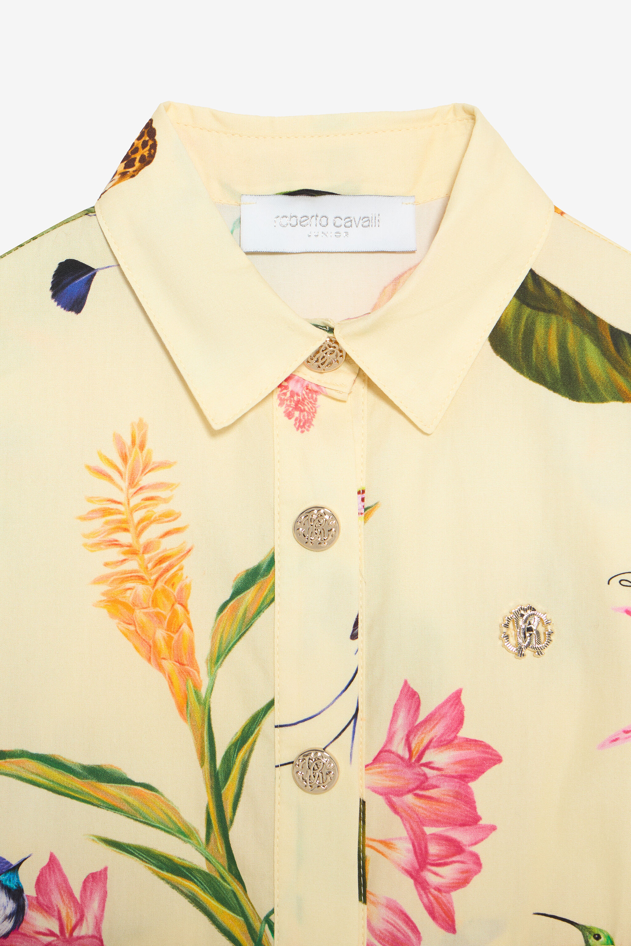 JU Yellow Dress with Tropical Print and Ruffles YELLOW VJT10J-7MP32