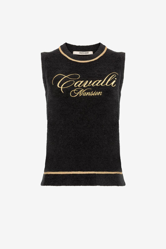RC Logo-Embroidered Sleeveless Top Black OKM613-MR001