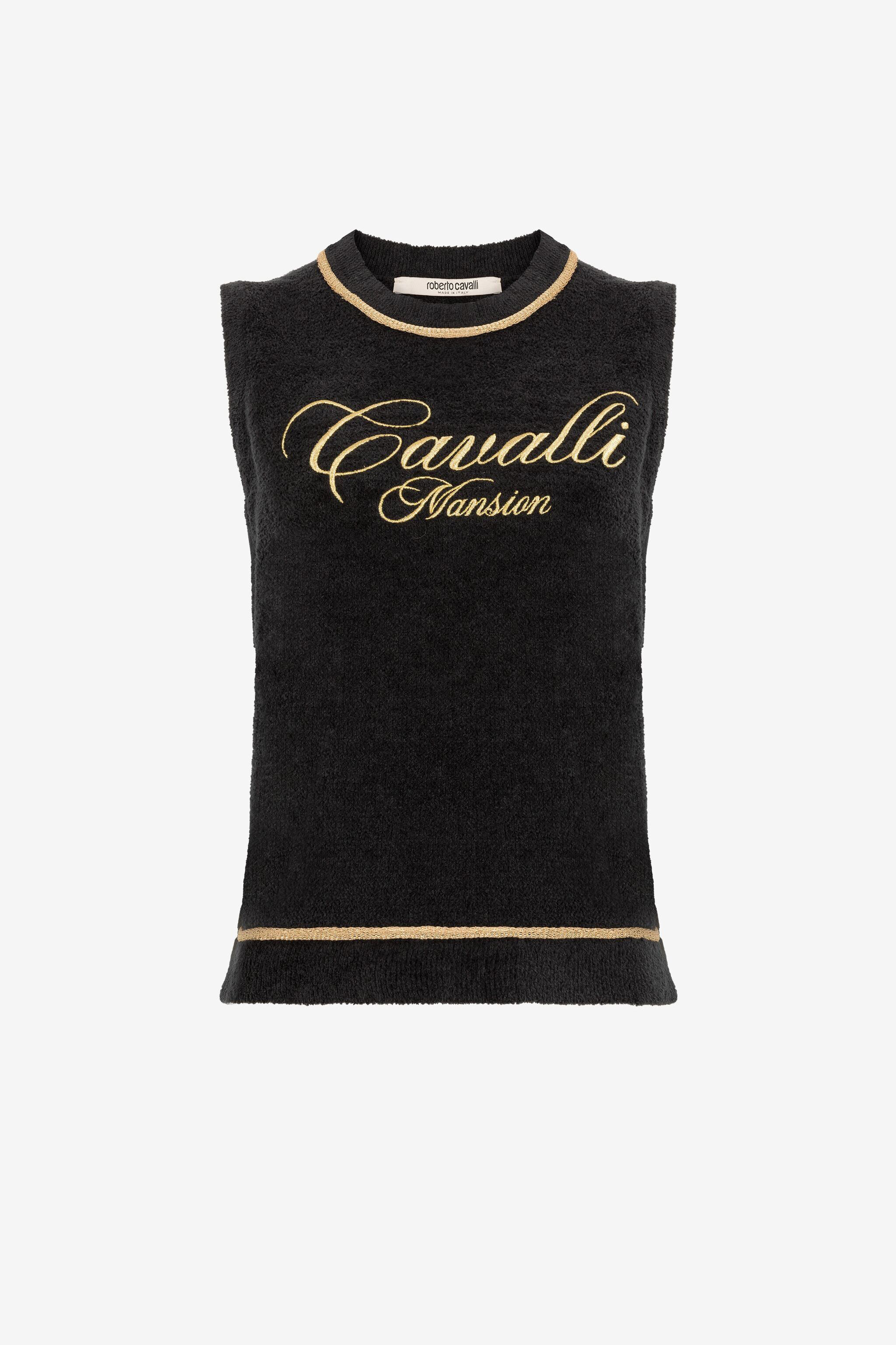 RC Logo-Embroidered Sleeveless Top Black OKM613-MR001