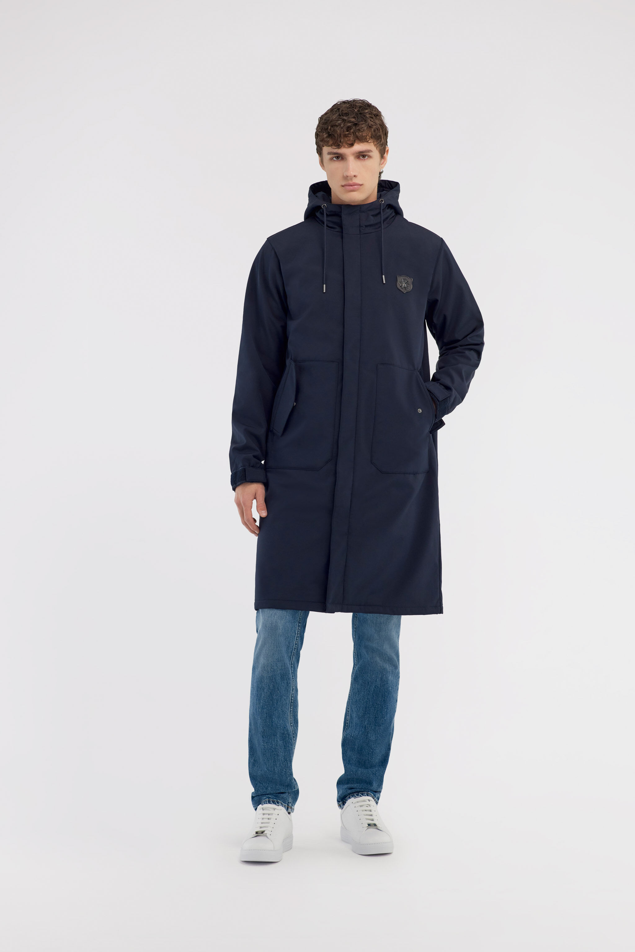 RC Long padded down jacket with logo Bleu foncé NOT40M-SB001