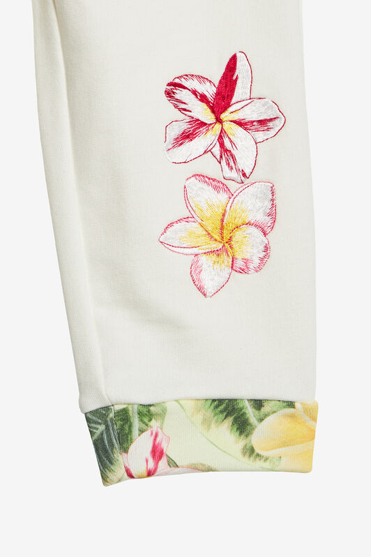 JU Pantaloni Con Fiori E Monogram RC Ricamati MILKY WHITE UJT222-CF050