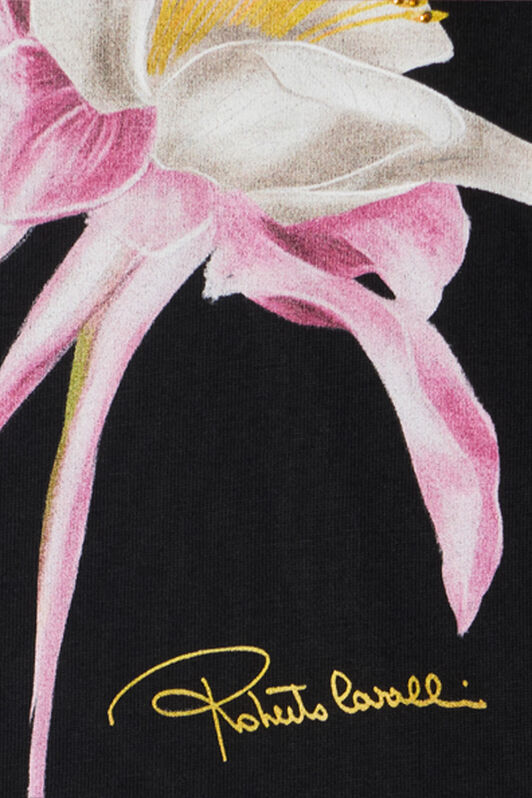 JU T-Shirt Nera Con Stampa Fiore JU T-Shirt Nera Con Stampa Fiore BLACK VJT62F-JD001