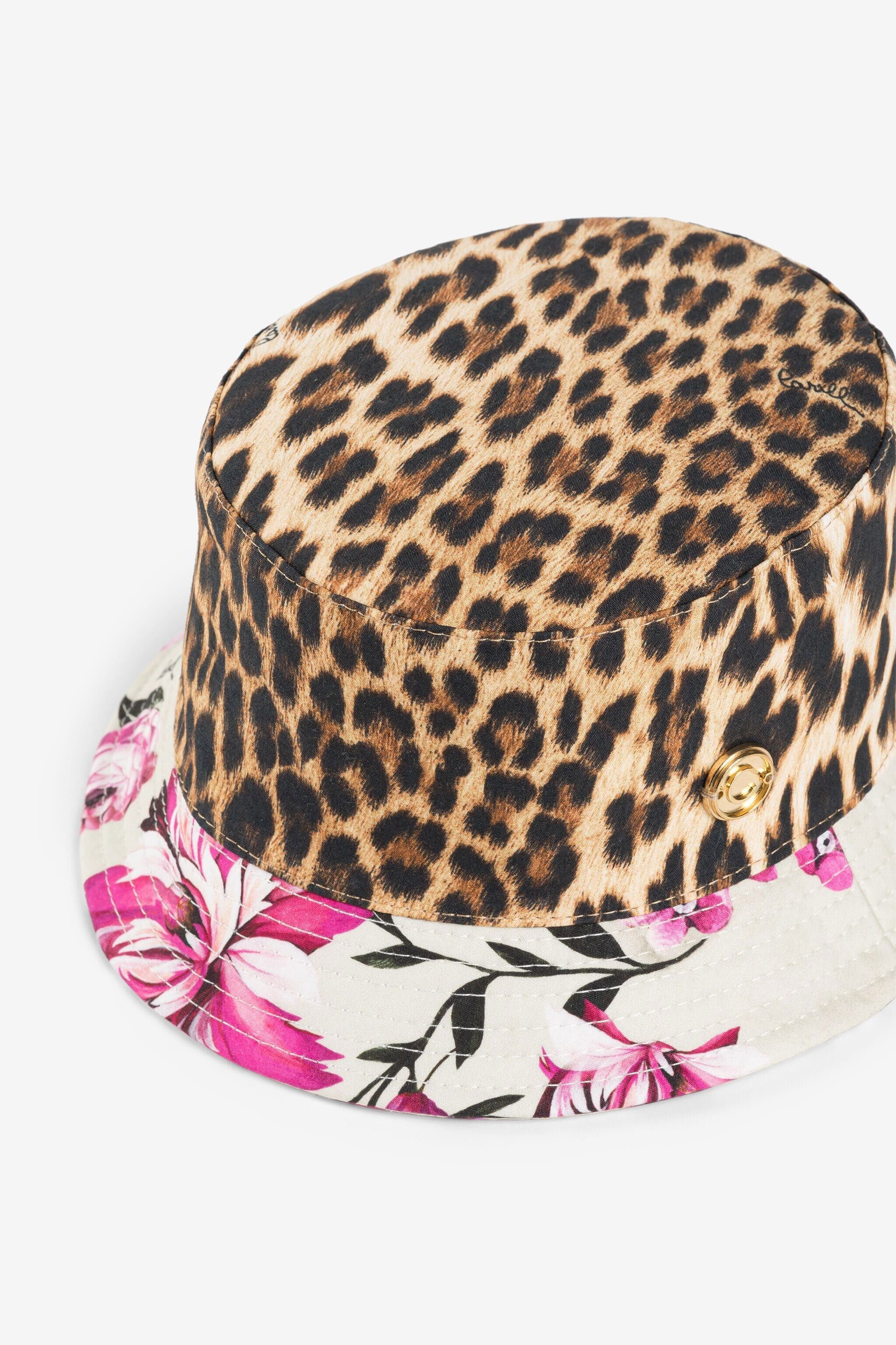 JU Gorro bucket con estampados Leopard y Flower ROSA/NATURALE OJI021-CO002
