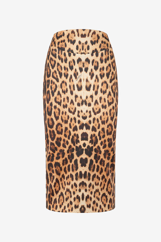 RC Pencil Skirt in Jaguar Skin Print Marrón VKT301-JMP73