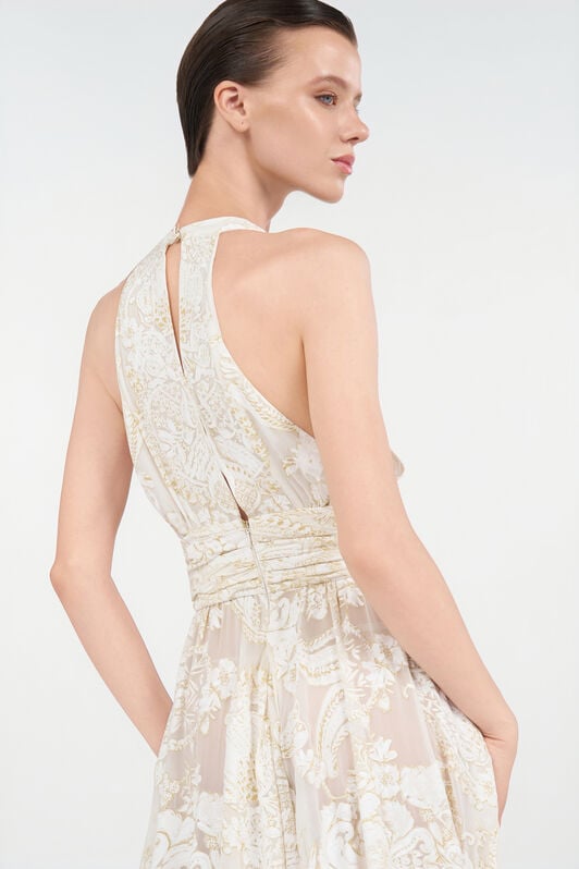 RC Langes Kleid mit ornamentalem Muster White WHITE WQT108-SLR36