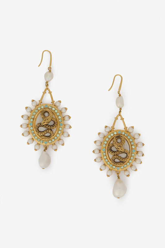RC Serpentine Gold Earrings GOLD/IVORY/CRYSTAL WQG002-AM127