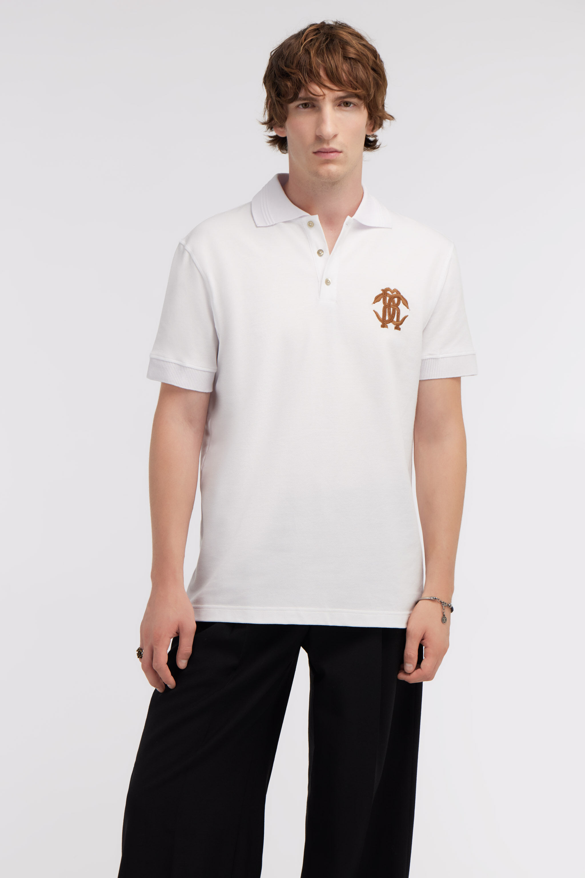 RC White Polo With Monogram RC White SRT64A-KB002