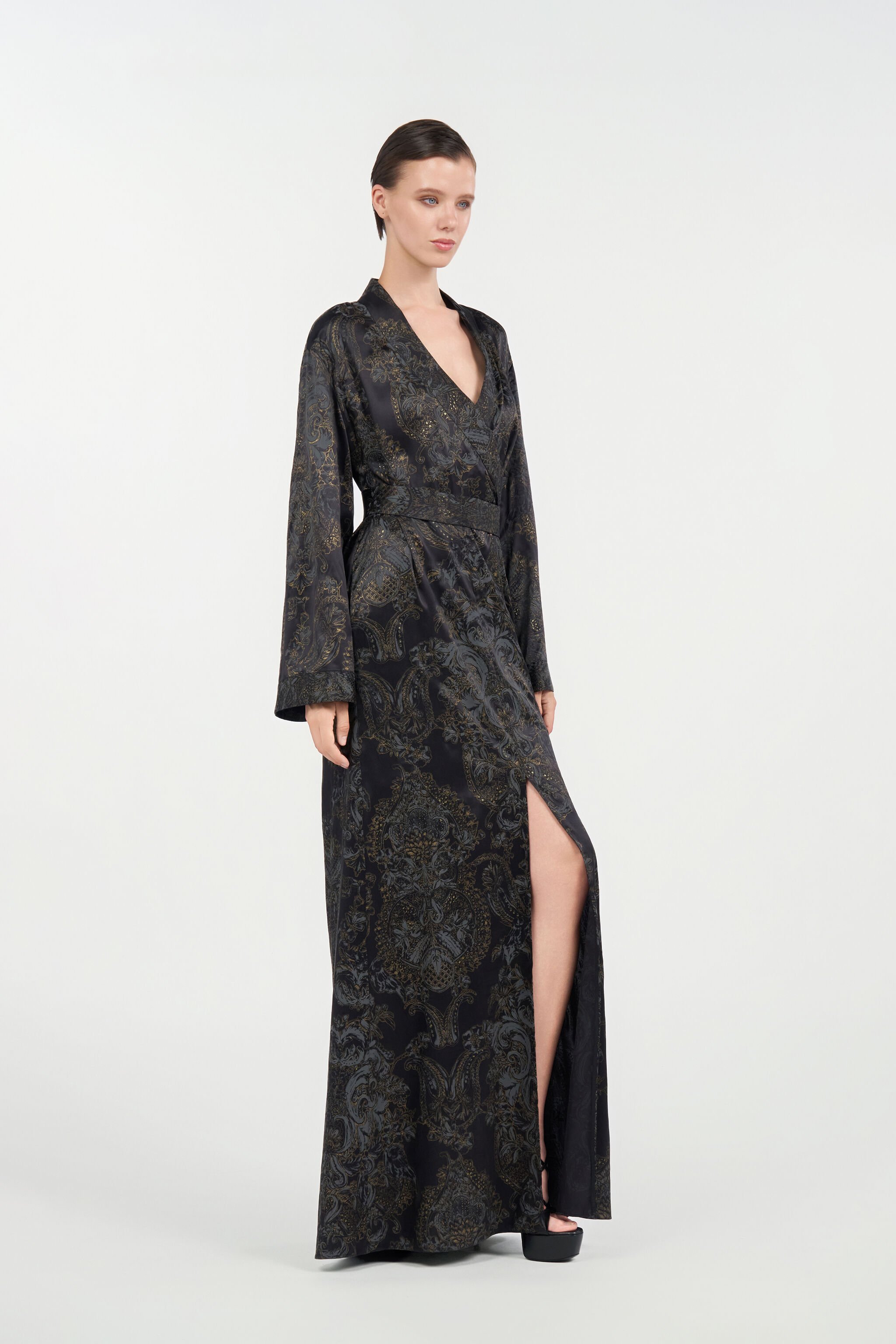 RC Abito Kimono in Seta Ornamental Black BLACK WKT197-SZR36