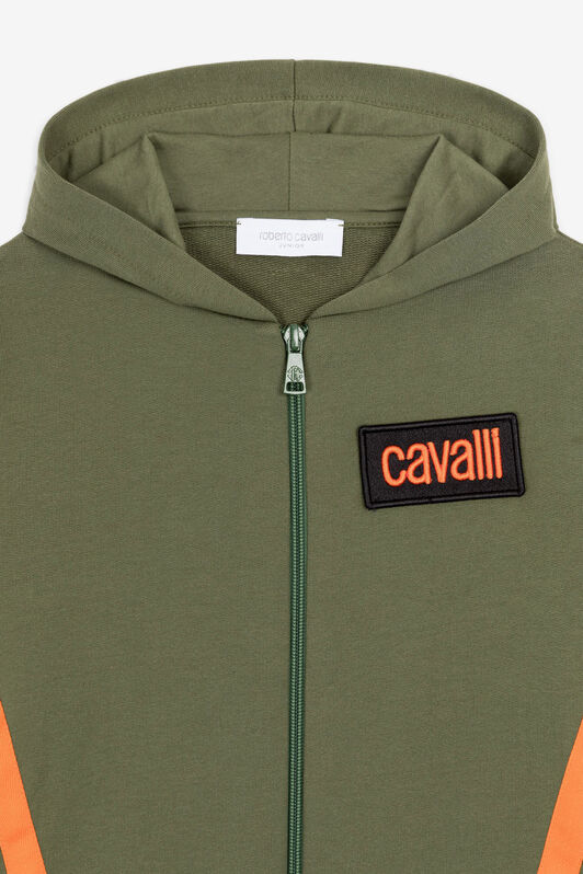 JU Wing-Print Cotton Hoodie Green RJT920-CF050
