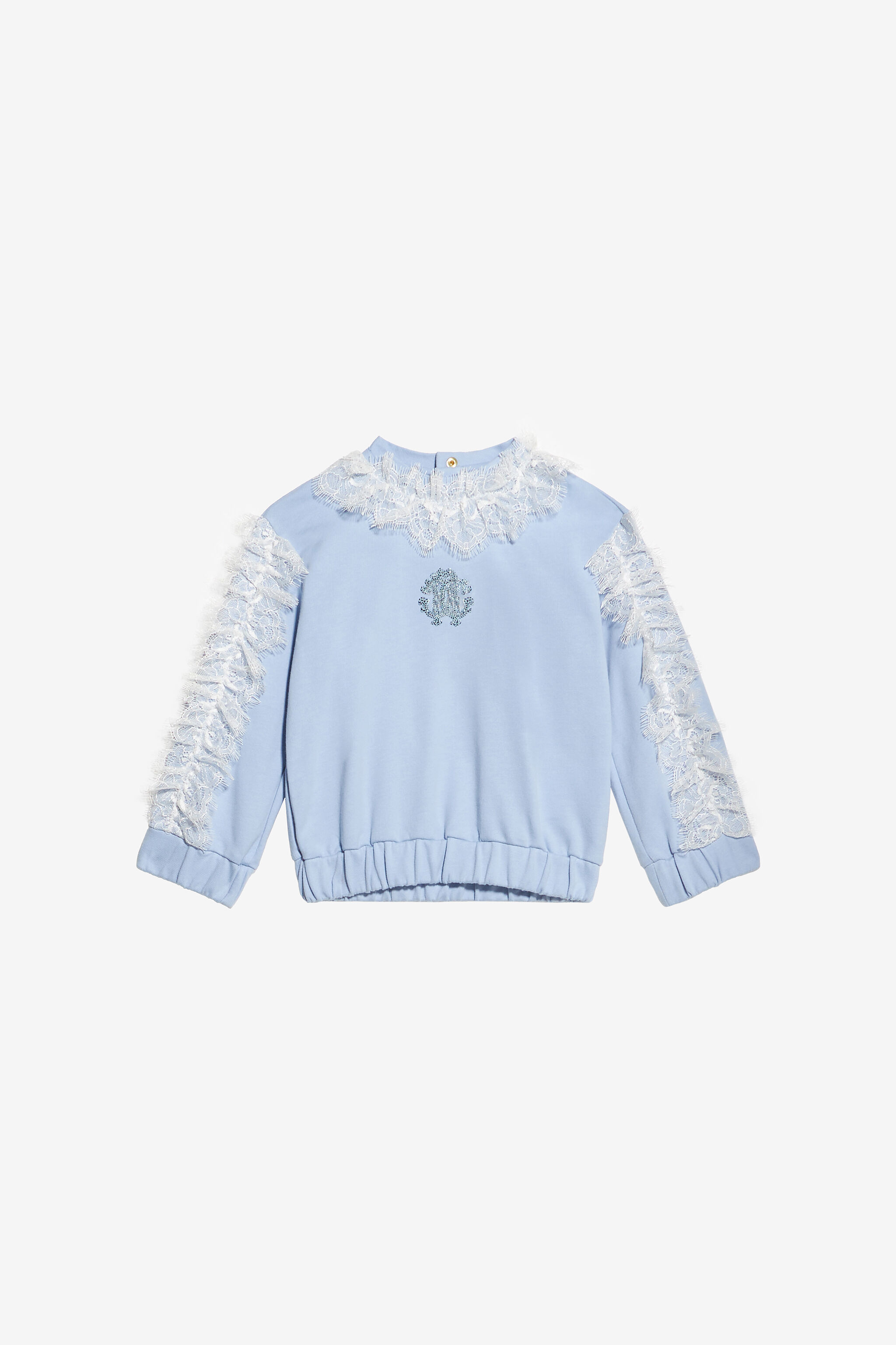 JU Felpa Con Monogram RC E Pizzo Azzurro UJT660-CF050
