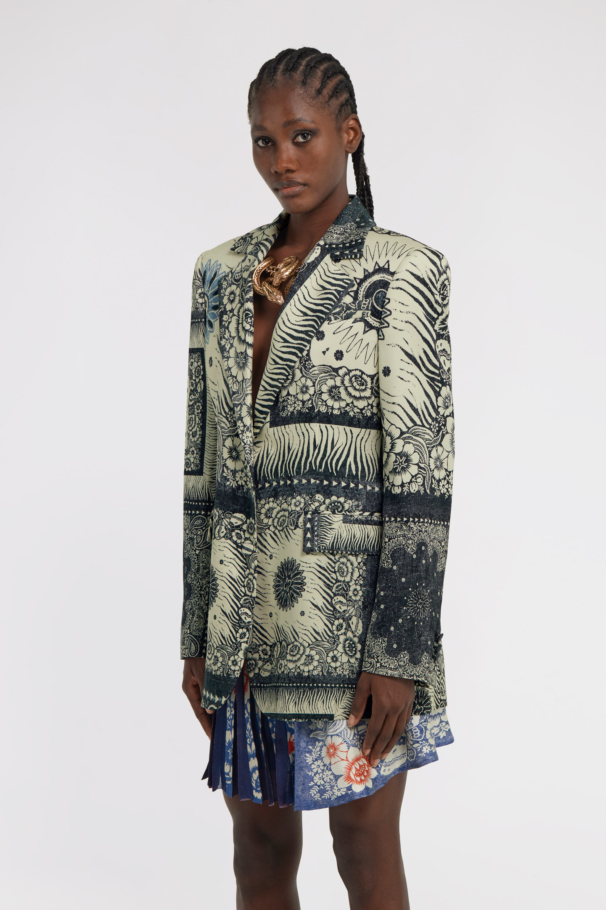 RC Bandana Print Blazer Bleu TKT405-FQN05
