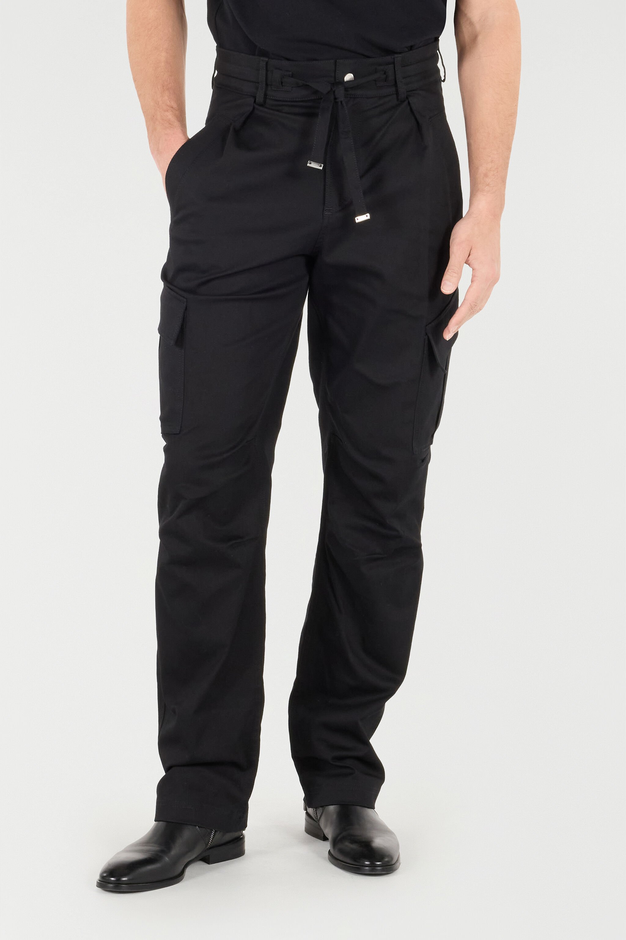 RC Stretch Cotton Pants With Drawstring Black URT235-FN061