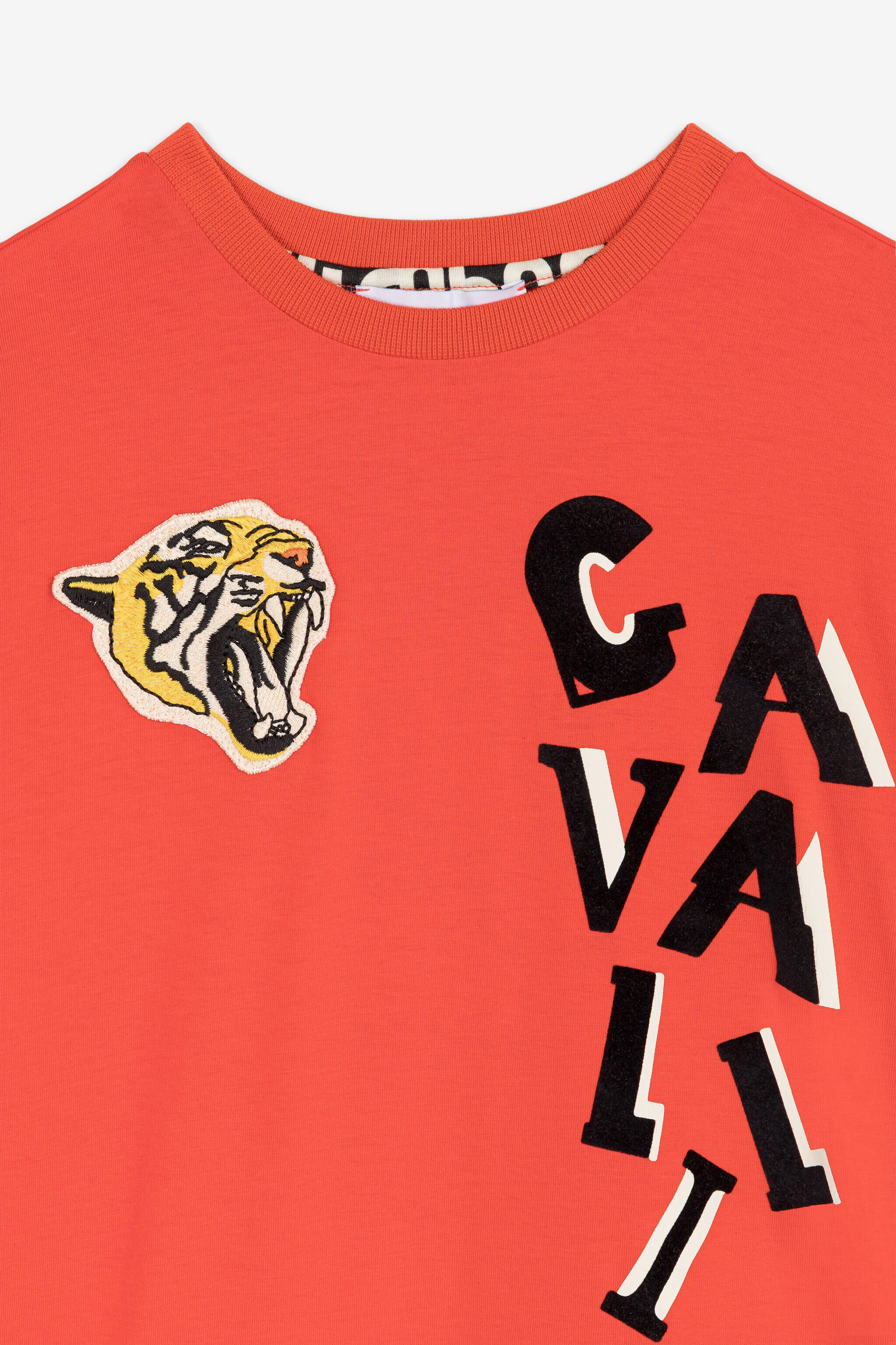 JU Logo-Print Cotton T-Shirt Red RJT60N-JD001