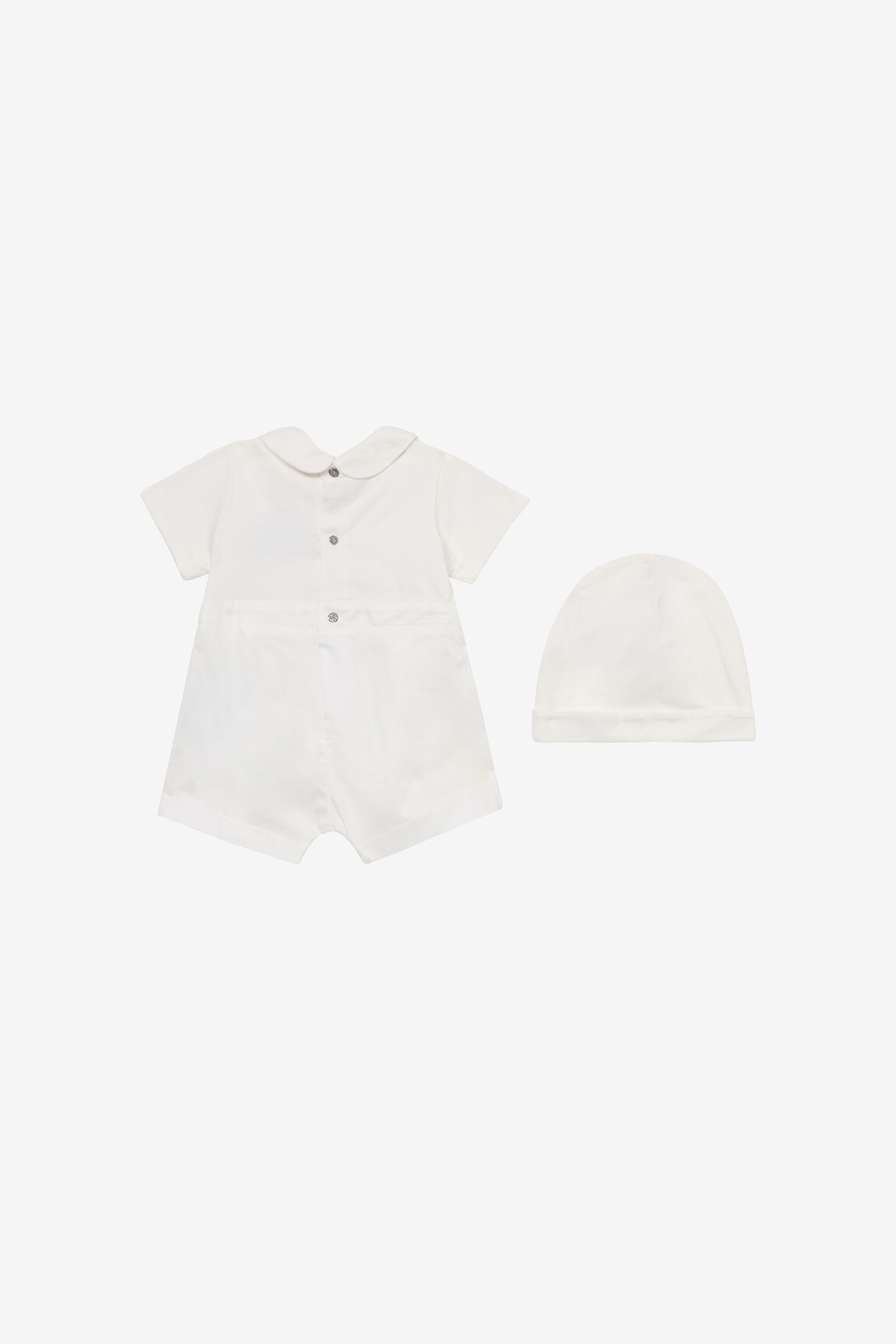 JU White Romper And Hat Set With Monogram RC MILKY WHITE UJT823-JD001