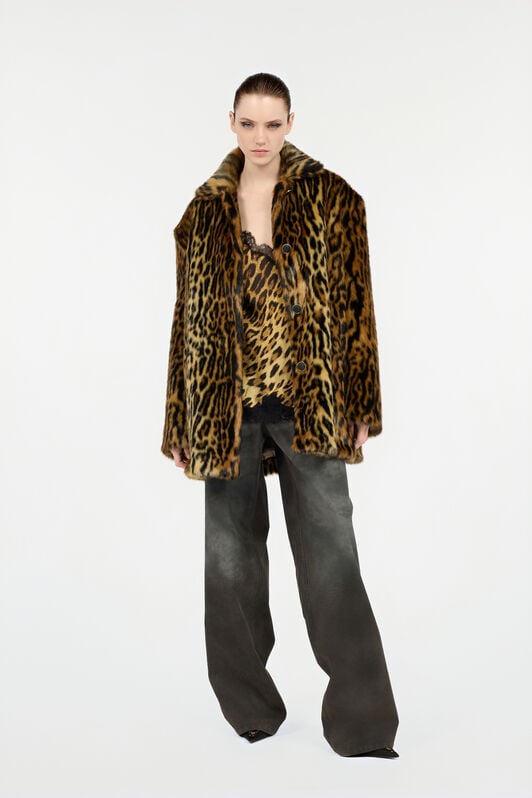 RC Roberto Cavalli Leopard Print Faux Fur Coat RC Roberto Cavalli Leopard Print Faux Fur Coat Brown VWT501-FT002