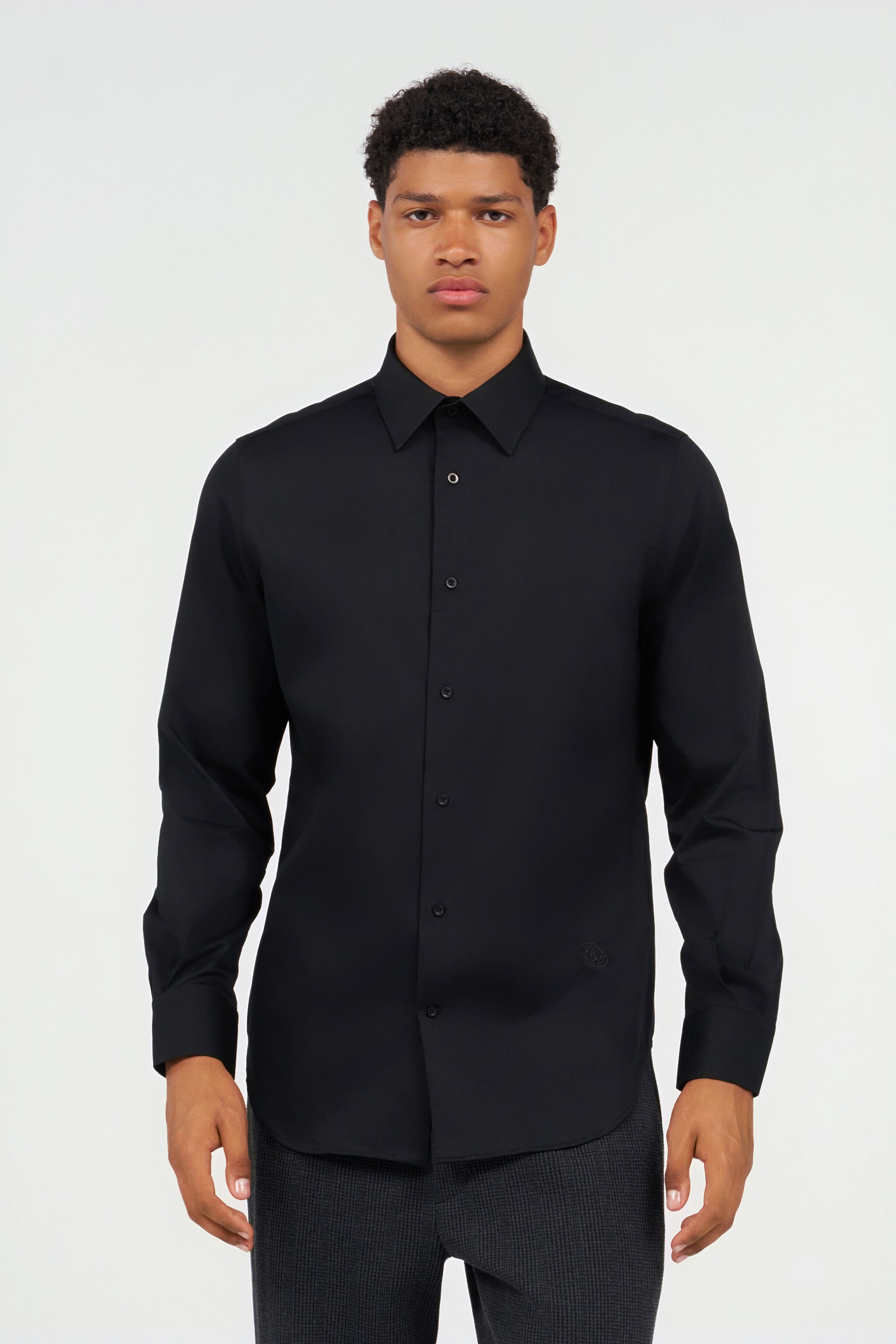 RC Black Shirt With Monogram RC BLACK QOT70G-RD054