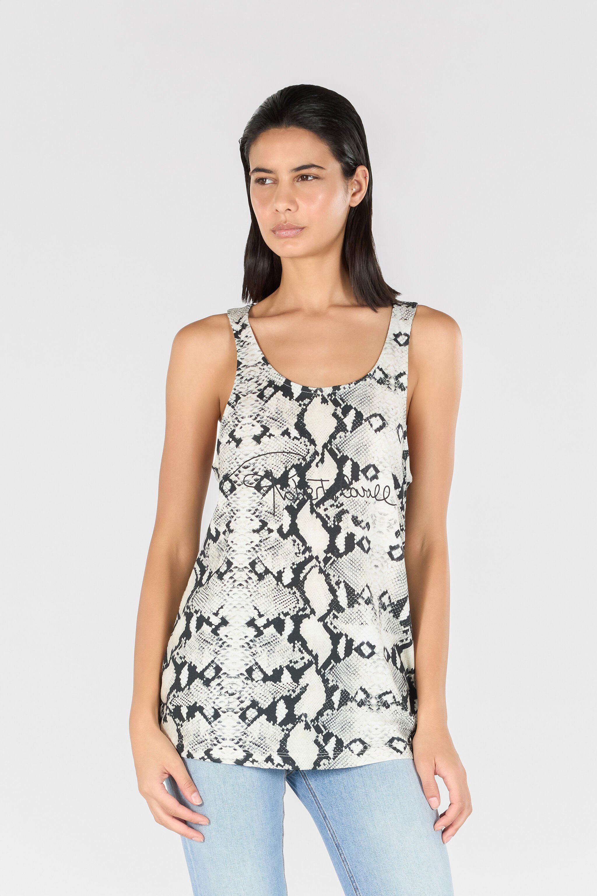RC Racerback tank top with python-effect print White OOT60F-JFO61