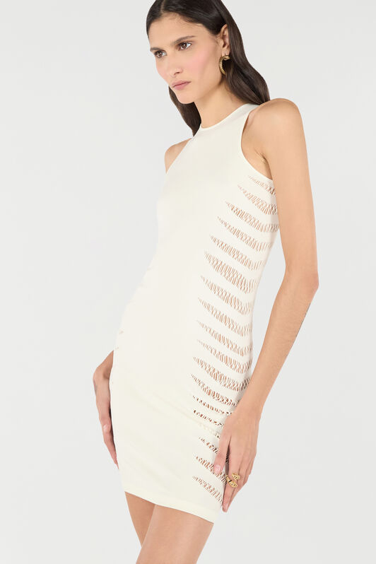 RC Robe Avec Motif Zèbre Ajouré Ivoire UKT166-MA001