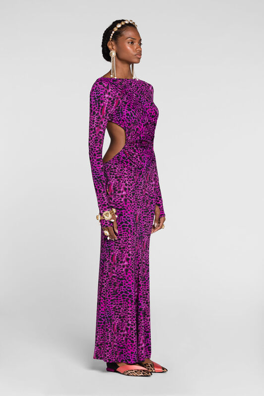 RC Animal-print open-back dress Purple QKT102-LNF50