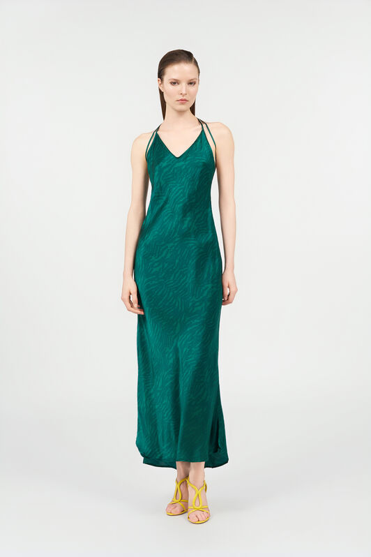 RC Zebra Print Silk Dress Teal GREEN MALACHITE POT10A-2NQ88