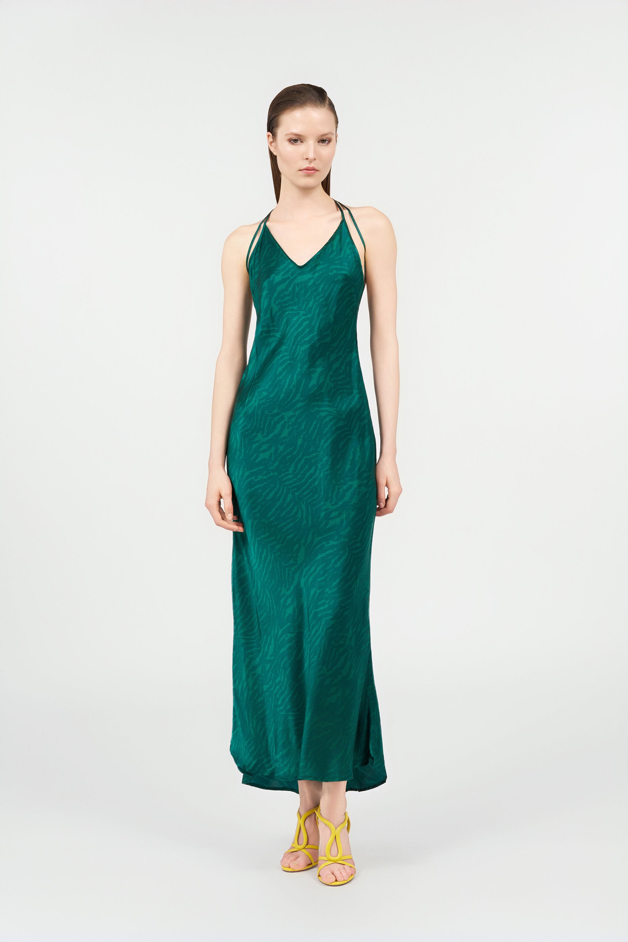 RC Zebra Print Silk Dress Teal GREEN MALACHITE POT10A-2NQ88