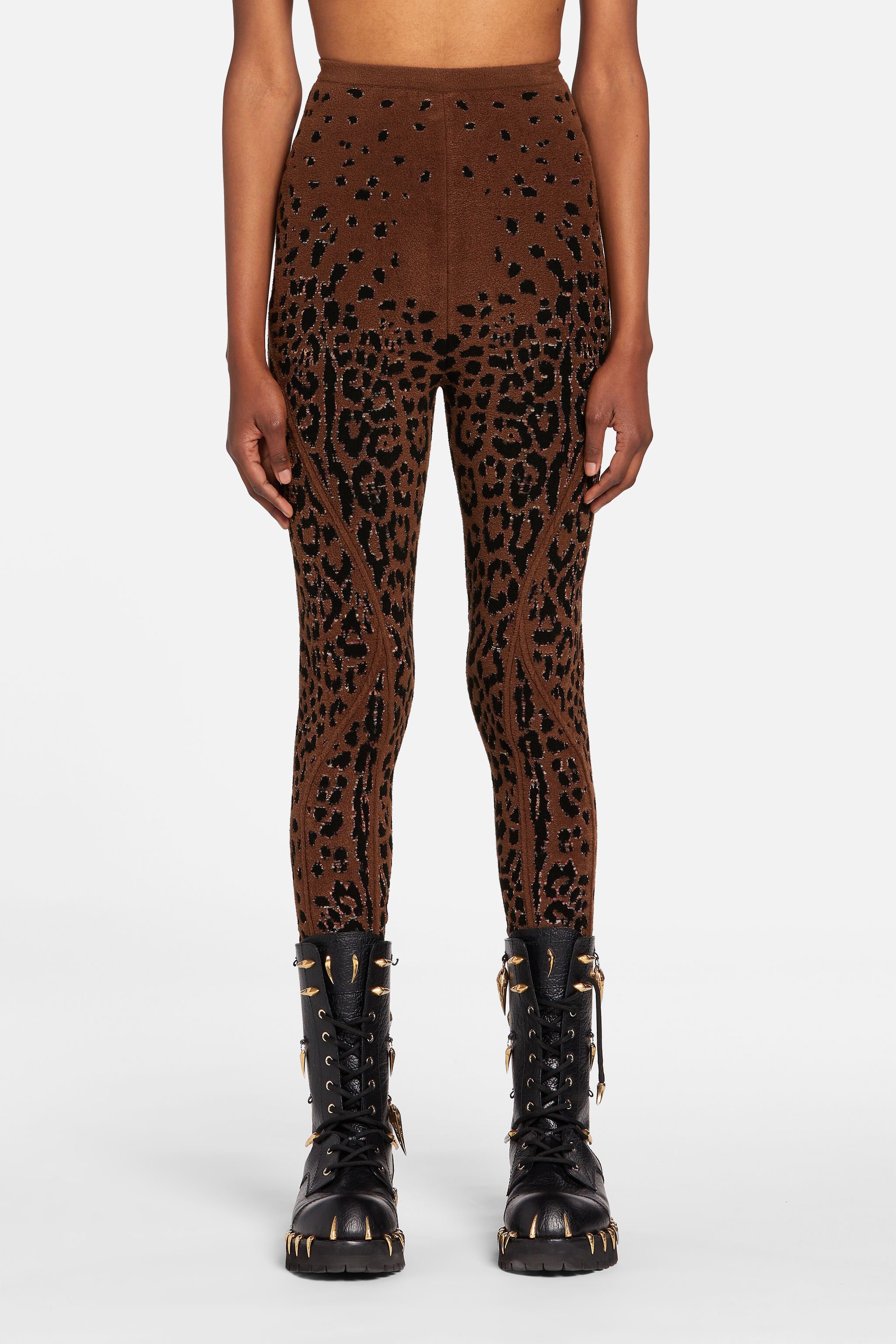 RC Leopard-Jacquard Leggings Dark brown NQM200-CJ021