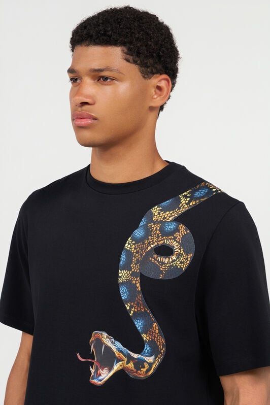 RC Cotton T-shirt with Snake Print BLACK WRT61G-JD060