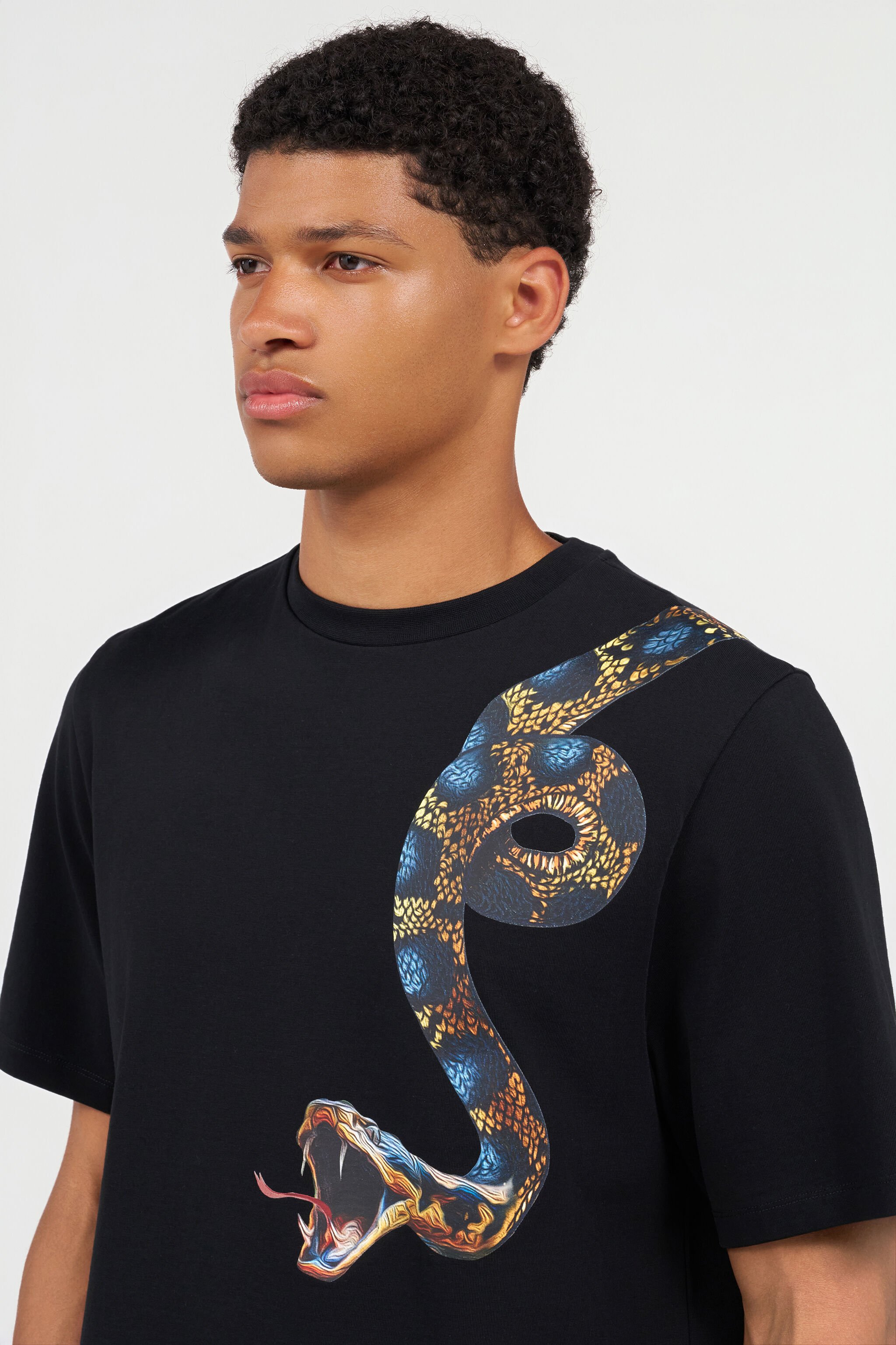 RC Cotton T-shirt with Snake Print BLACK WRT61G-JD060