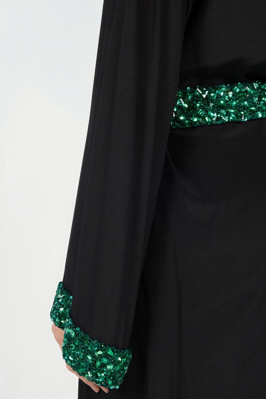 RC Seiden-Maxikleid mit verziertem Detail NERO/VERDE VWR197-SY001