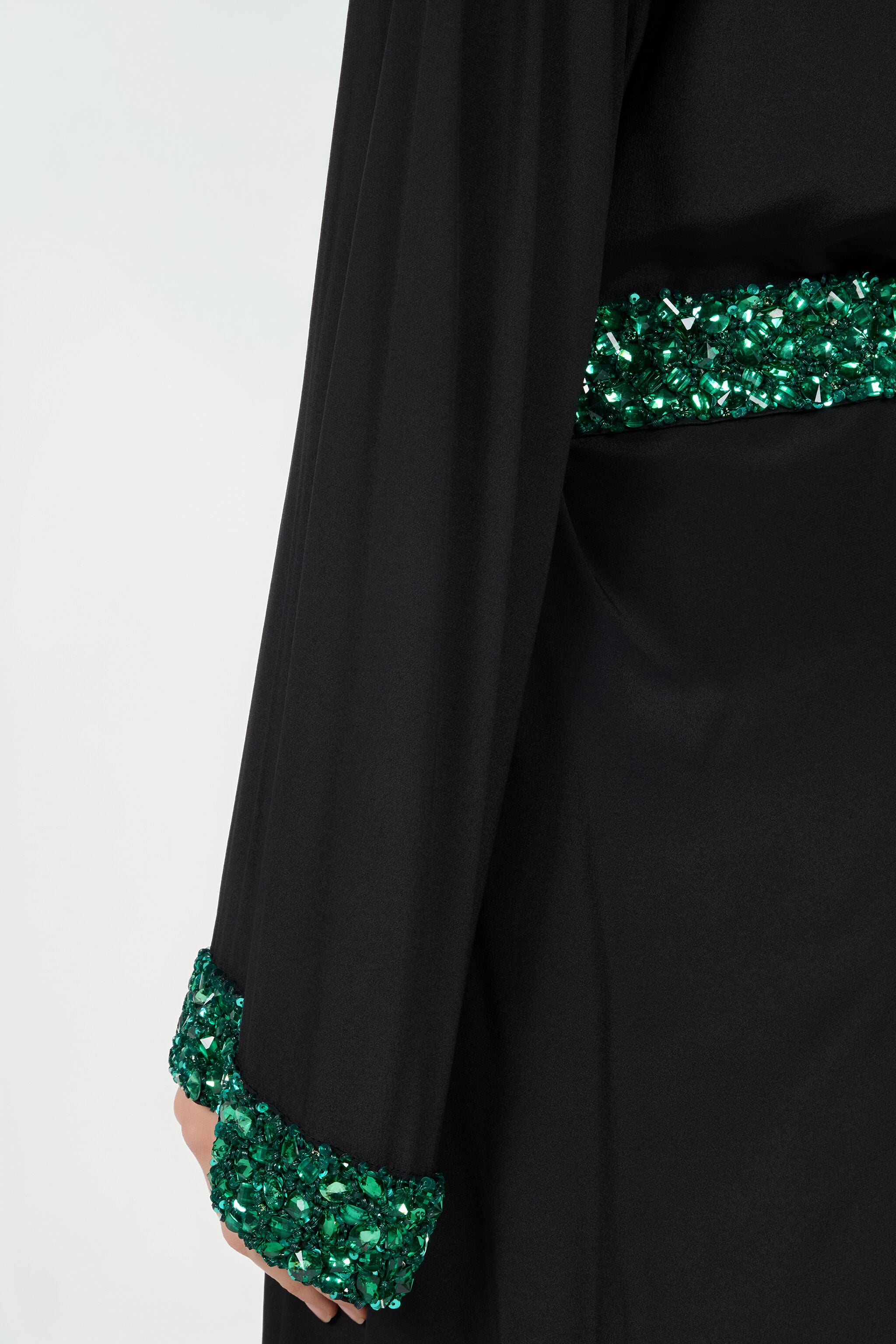 RC Seiden-Maxikleid mit verziertem Detail NERO/VERDE VWR197-SY001