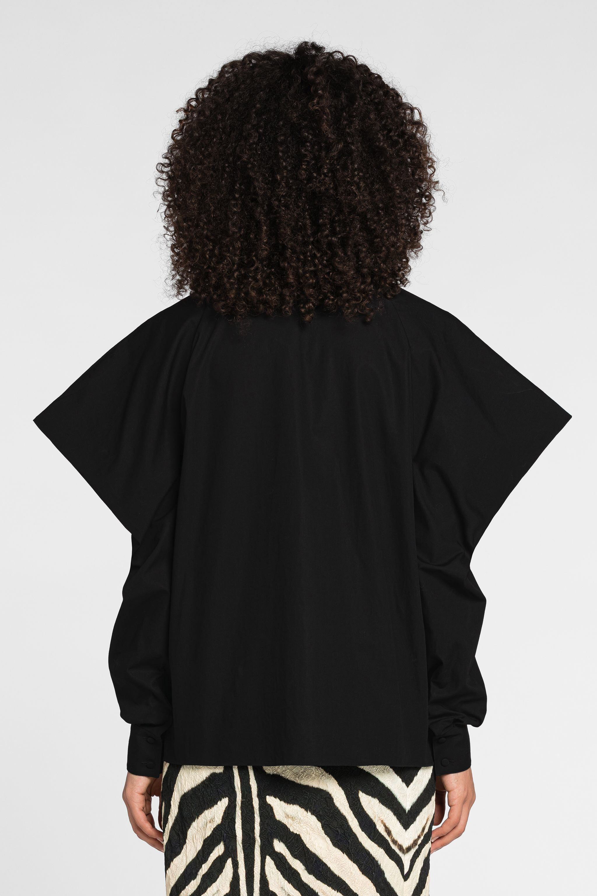 RC Chemise en coton à manches bouffantes BLACK OQT703-CH001