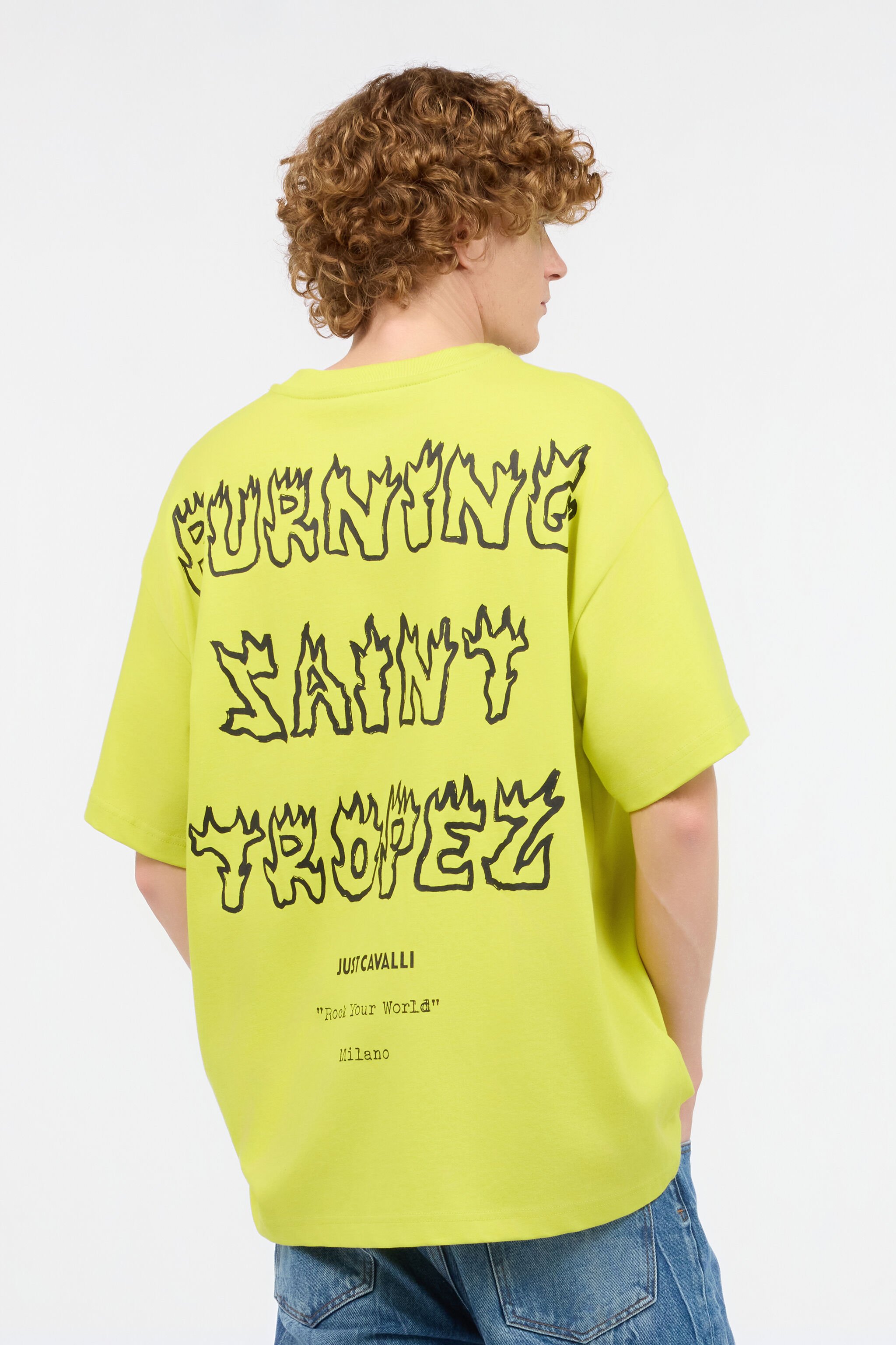 JC T-Shirt Mit In Flammen Stehendem Schriftzug Hellgrün UFT060-UF080