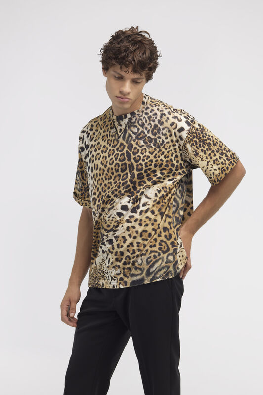 RC T-shirt with Jaguar Skin print Light Brown SRT62E-3PH91