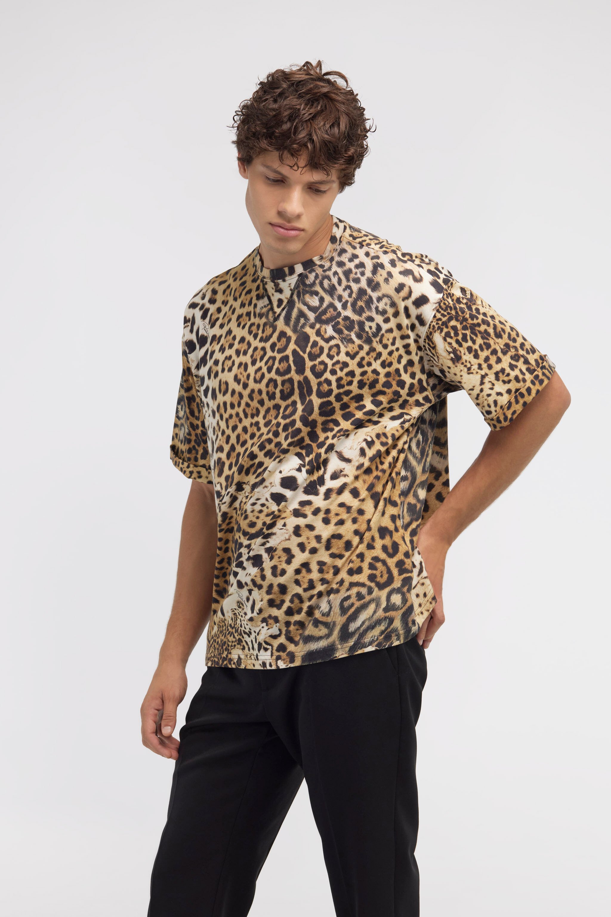 RC T-shirt with Jaguar Skin print Light Brown SRT62E-3PH91