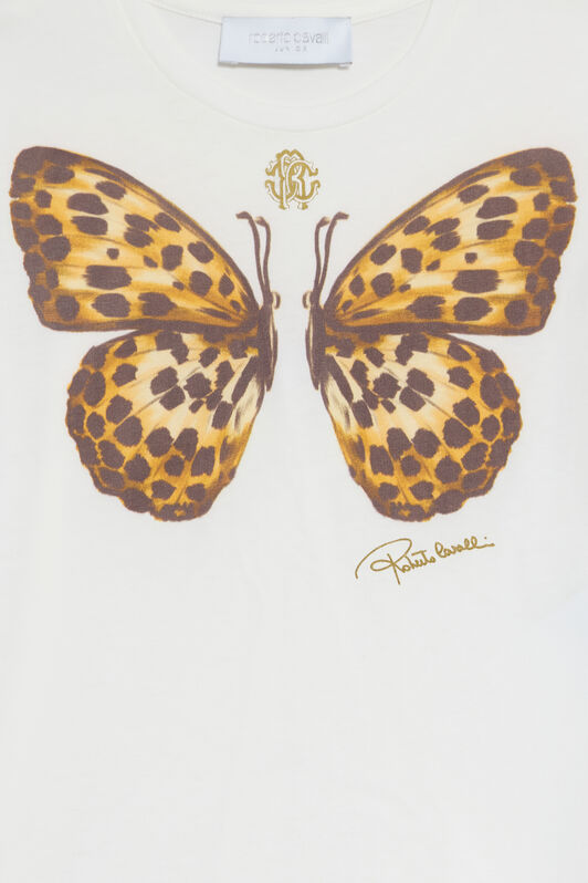 JU Milk White T-Shirt with Butterfly Print MILKY WHITE VJT62E-JD001
