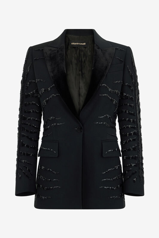 RC Black Jacket with Zebra Sequin Pattern Noir UKR415-KU013