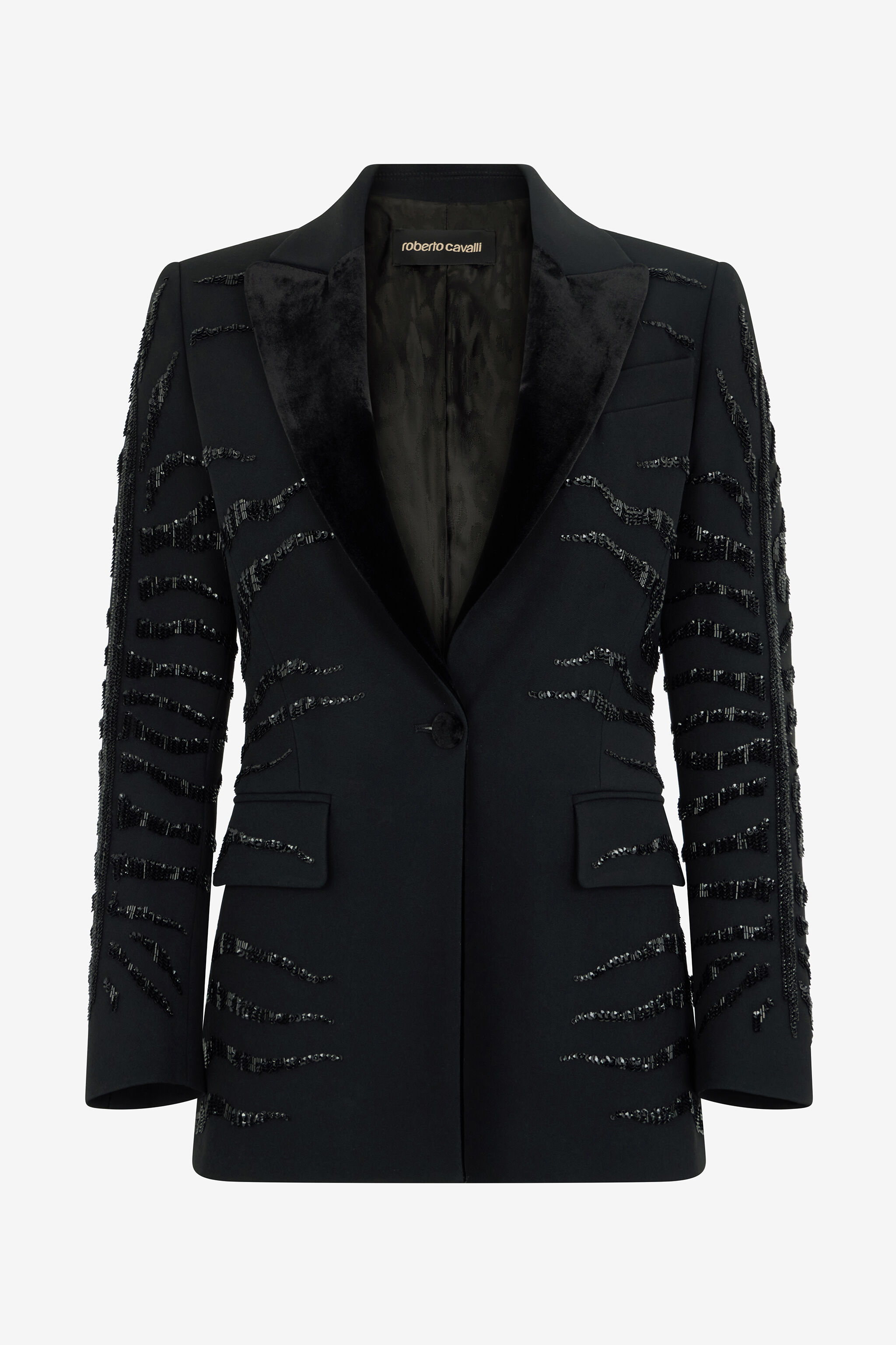 RC Black Jacket with Zebra Sequin Pattern Noir UKR415-KU013