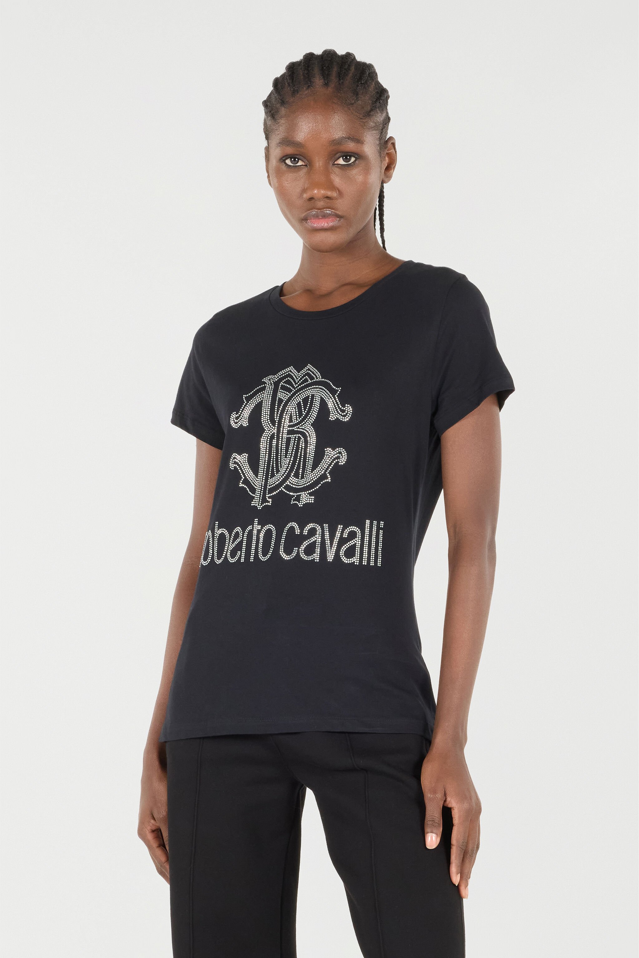 RC T-Shirt Con Monogram RC E Logo Con Borchie Nero OOT60B-JD060