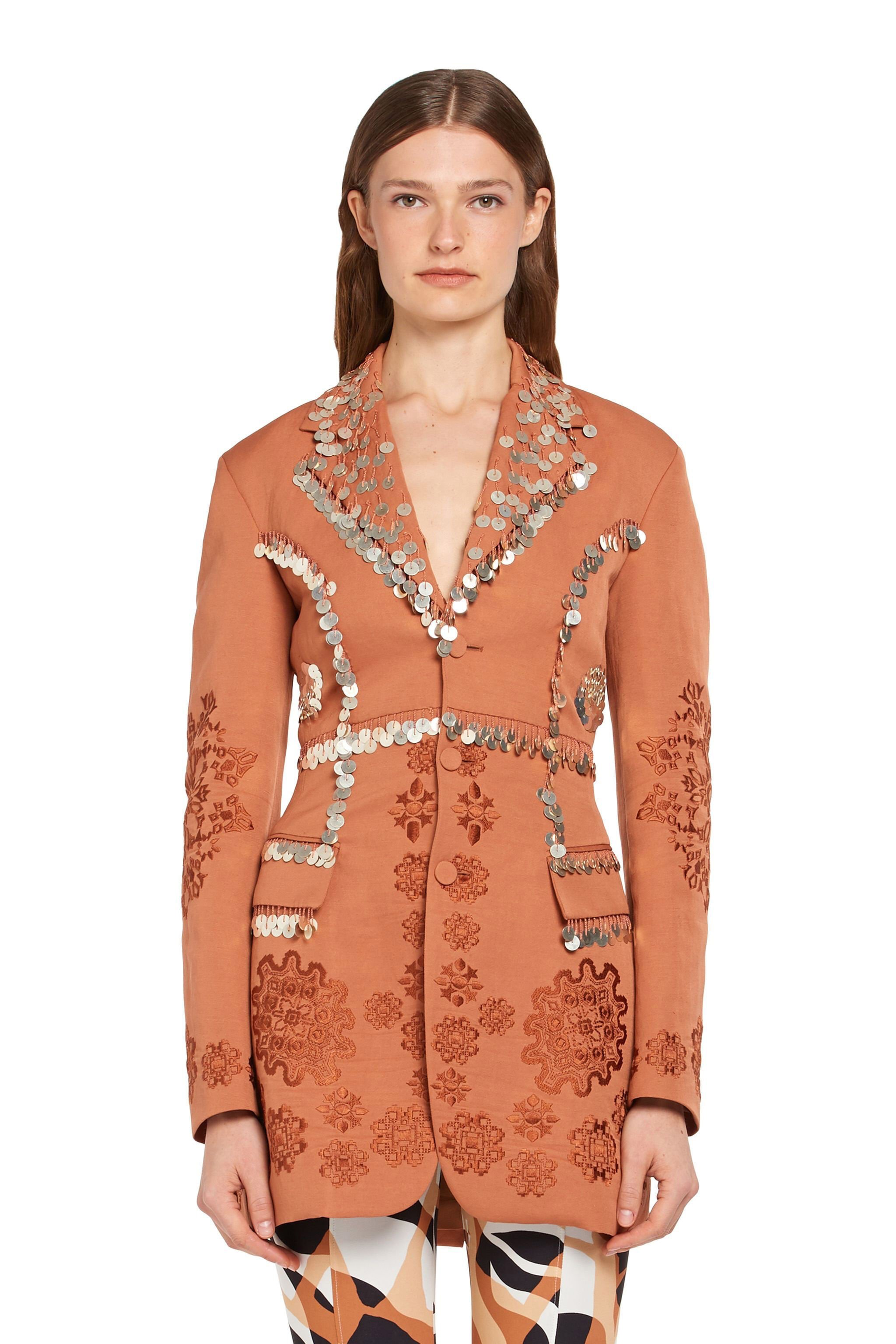 RC Paillettes embroidered tailored jacket Marrón IWR412-LG026