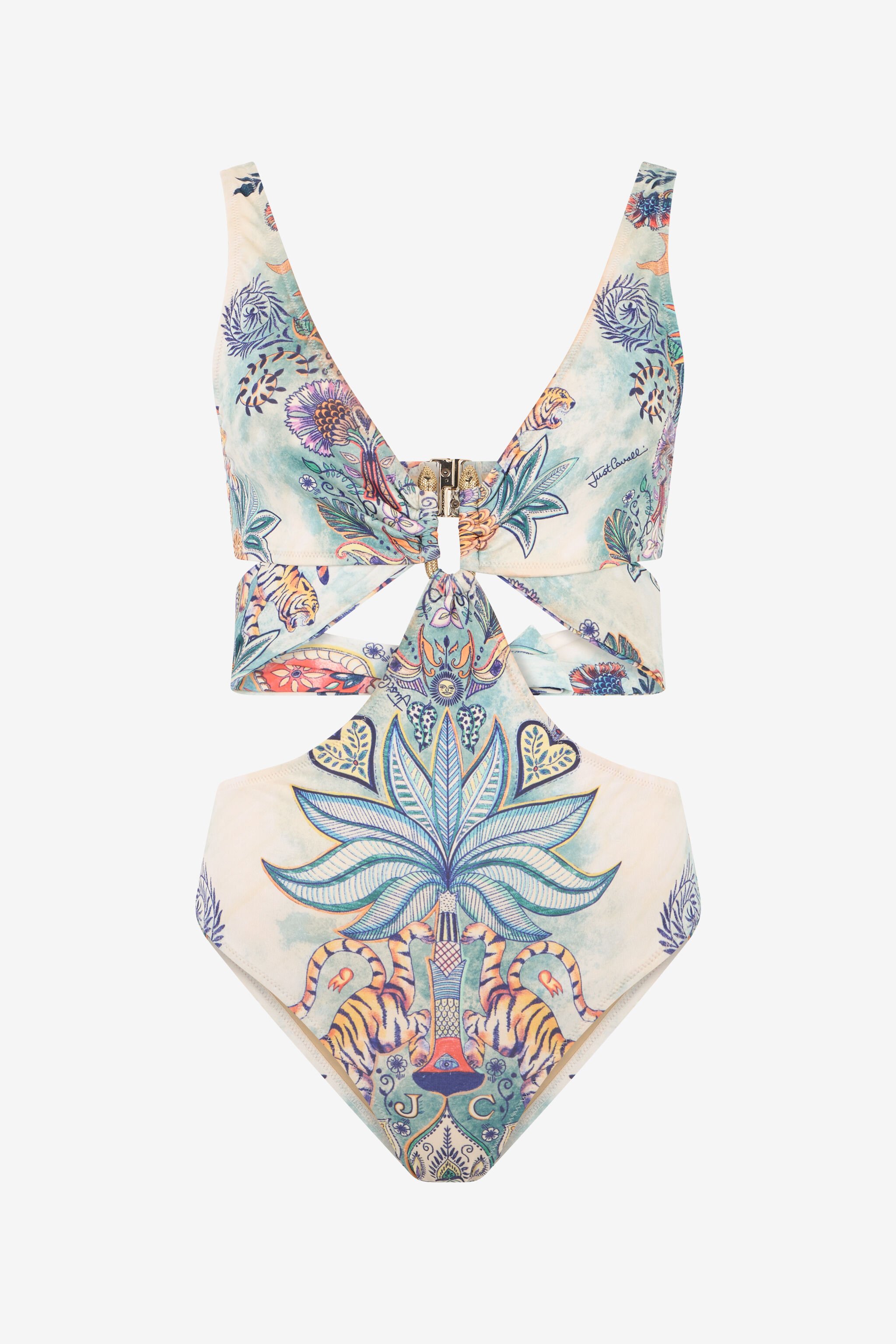 JC Tropical Garden Print One-Piece Swimsuit 217 AZZURRO + 582 AR WFM034-WF753