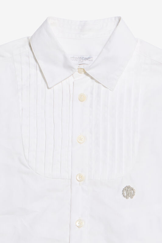 JU Weißes Baumwollhemd mit Monogram RC OPTICAL WHITE WJT706-CH004