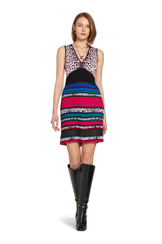 RC Printed plissé knit mini dress RC Printed plissé knit mini dress Fucsia JQM112-MI001
