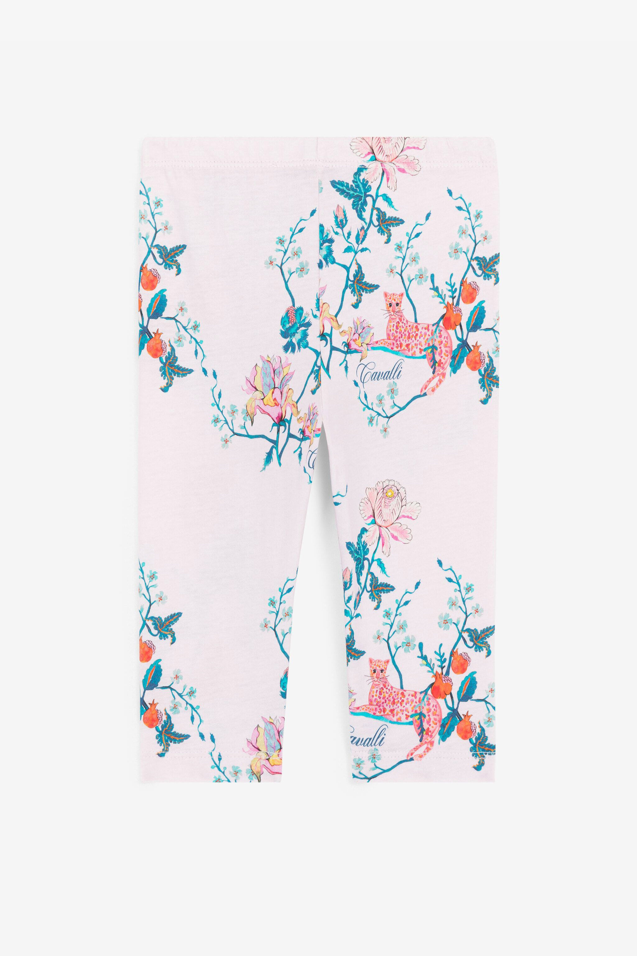 JU Leopard And Flower-Print Cotton Leggings Rosa RJT201-JFG81