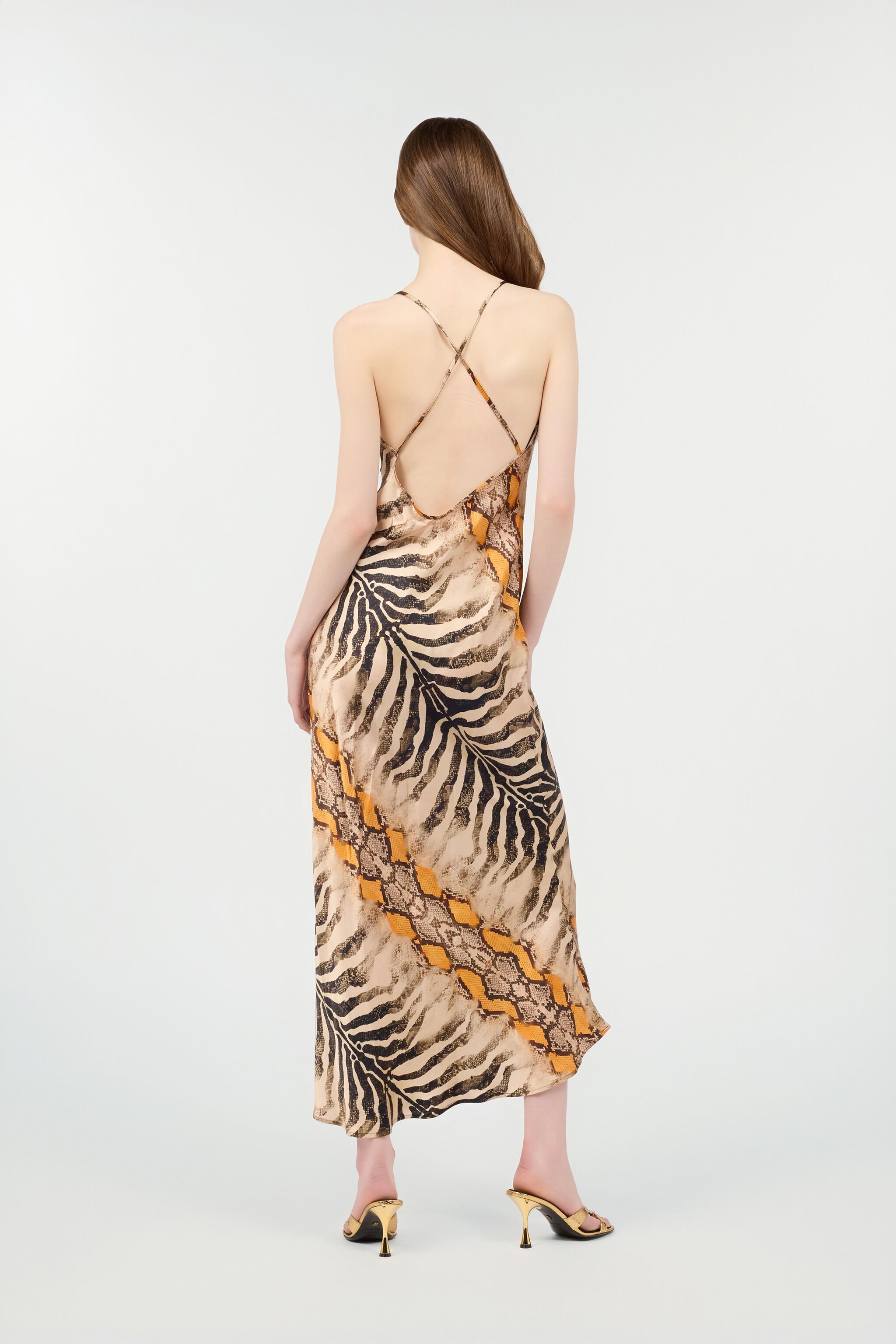 RC Silk Dress With Animalier Print NATURAL/ORANGE POT10A-2NQ87