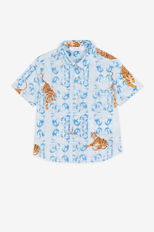 JU Tiger logo-print short-sleeved shirt JU Tiger logo-print short-sleeved shirt Light blue QJT710-4FG20