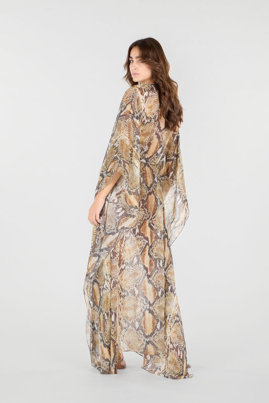 RC Python Print Kaftan Light Brown UWW005-HNN93